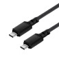 Kabel 2 x USB-C 15W Maclean, stöd för QC 3.0, dataöverföring, 3A, svart, längd 1m, MCE493