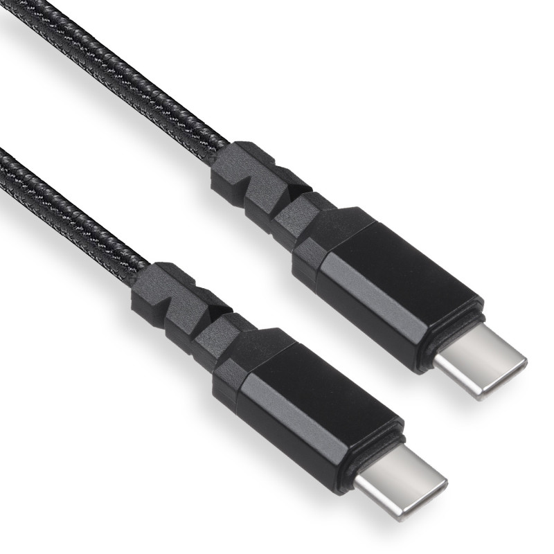 Kabel 2 x USB-C 15W Maclean, som stöder QC 3.0, dataöverföring, 3A, svart, längd 2m, MCE494