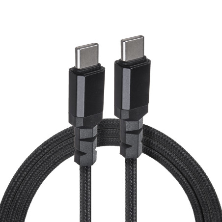 Kabel 2 x USB-C 15W Maclean, som stöder QC 3.0, dataöverföring, 3A, svart, längd 2m, MCE494