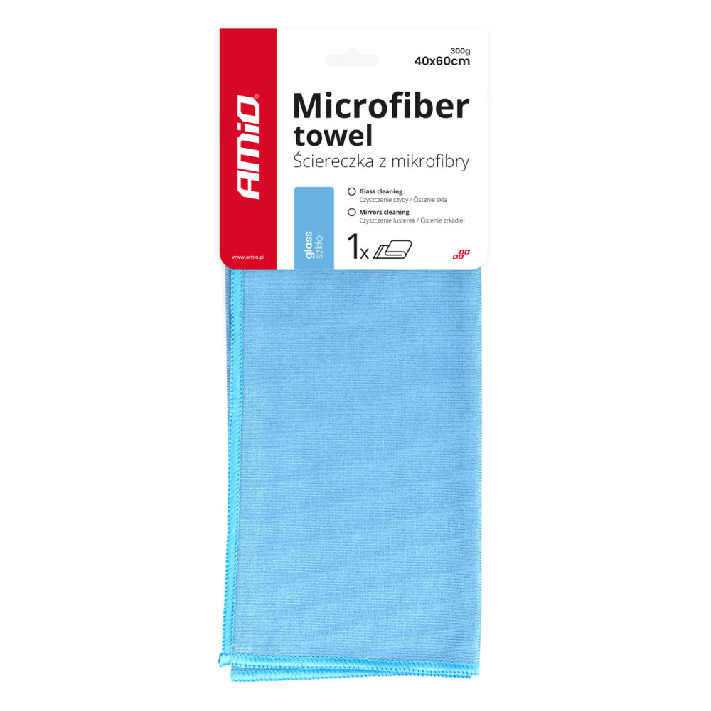 Mikrofiberduk utan ränder för rengöring av fönster, speglar och glas 40x60 cm amio-01749