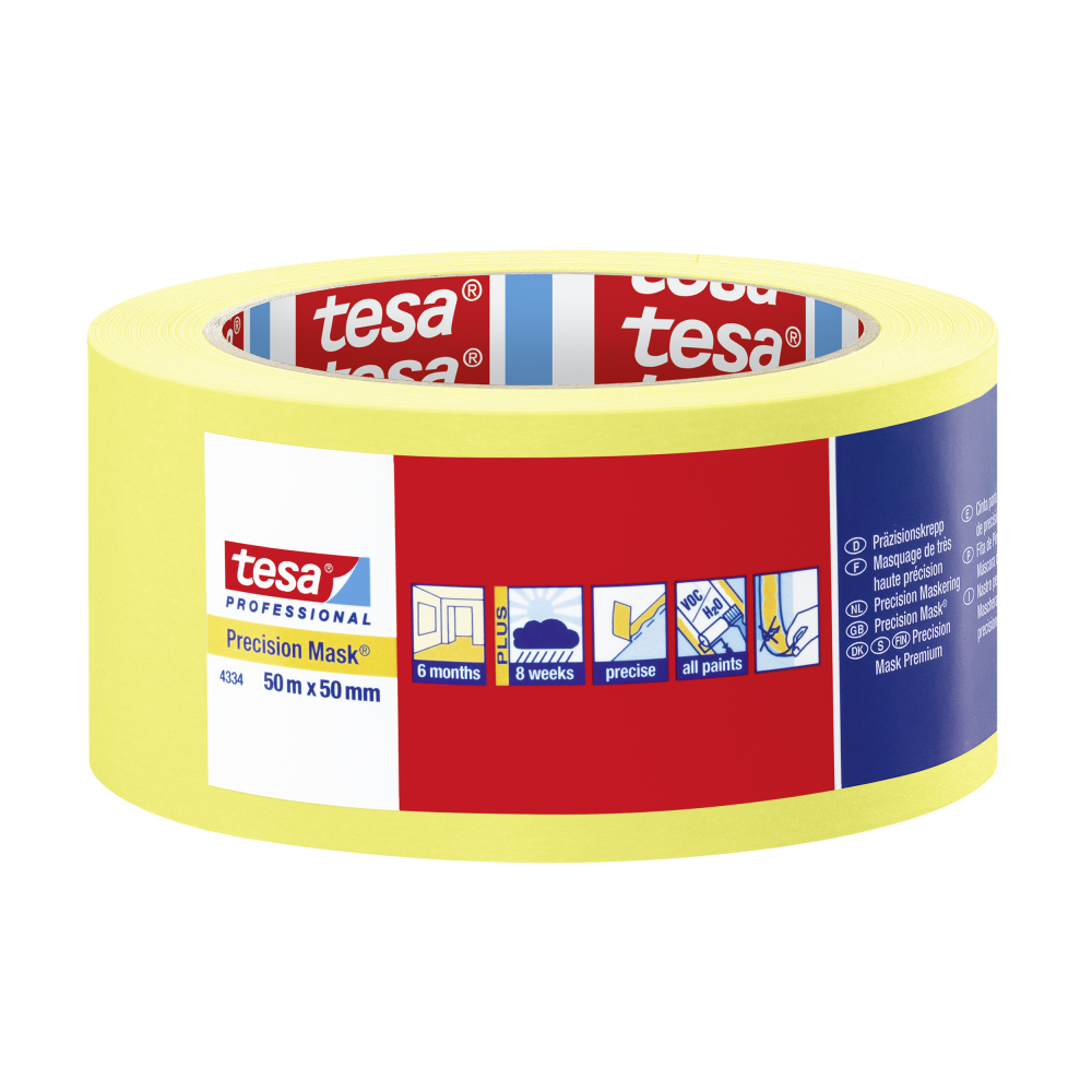Målarband Precision Extra tunn 0,09 mm 50 m: 50 mm, gul Målarband Precision Extra tunn 0,09 mm 50 m: 50 mm, gul