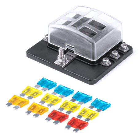 Keramisk säkringsbox med 6 uttag + säkringar amio-03039