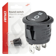 Strömbrytare omkopplare svart rund 12v 230v bu03 amio-03614