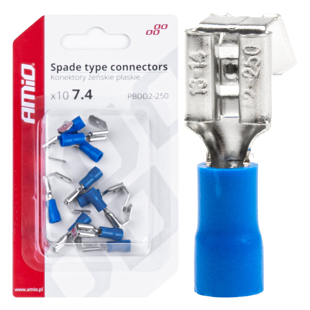 Kvinnliga platta grenkontakter 7,4 1,5-2,5mm2 15a 10 st. amio-03069