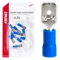 Isolerade platta manliga kontakter 6,35 mm 1,5-2,5 mm2 15A 10 st. amio-03070