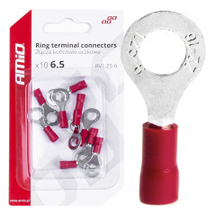 Kontakter ändhylsor ringterminaler 6,5 mm 10 st amio-03078