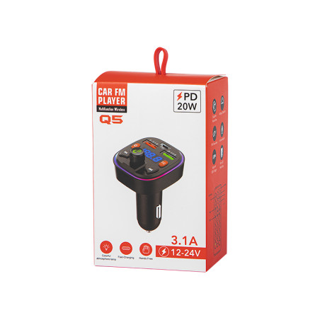 74-170- FM-sändare med Bluetooth 5.0 + QC3.0 + PD 20W