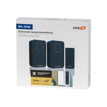 17-104- Trådlös ringklocka dpb-12 svart med två mottagare