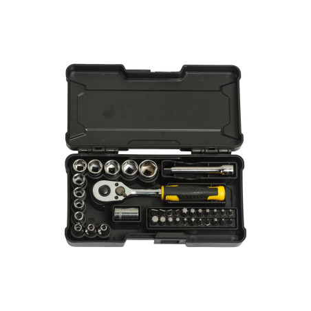 Kompakt uppsättning hylsnycklar 1/4dr 37 delar.