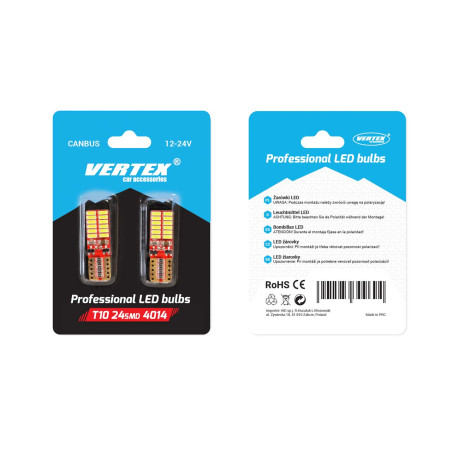 LED-lampor canbus 24smd 4014 t10e w5w vit 12v 24v amio-01287