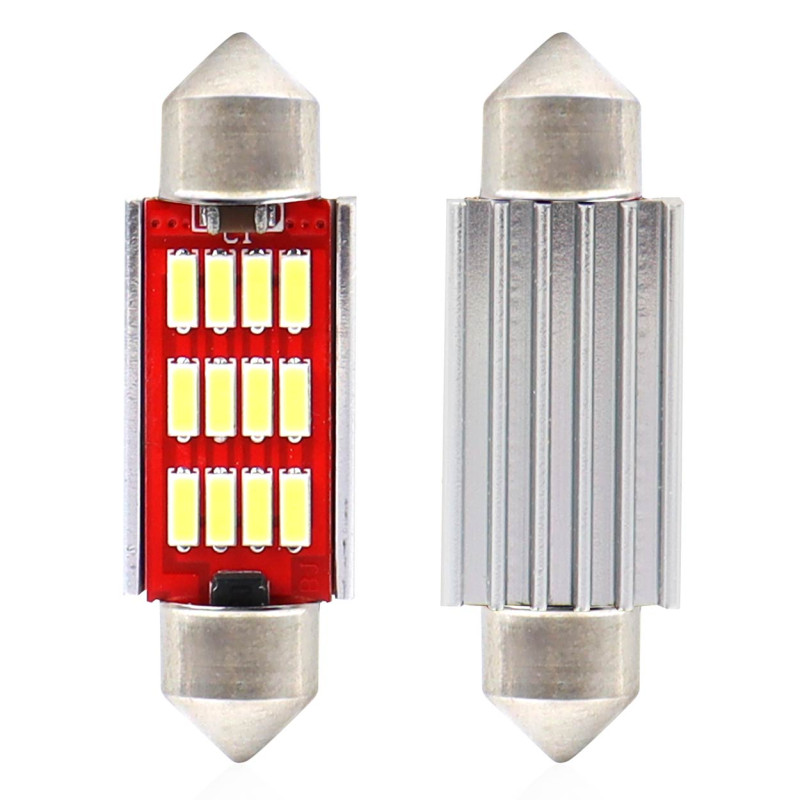 LED-lampor canbus 4014 12smd festoon c5w c10w c3w 36mm vit 12v 24v amio-01289