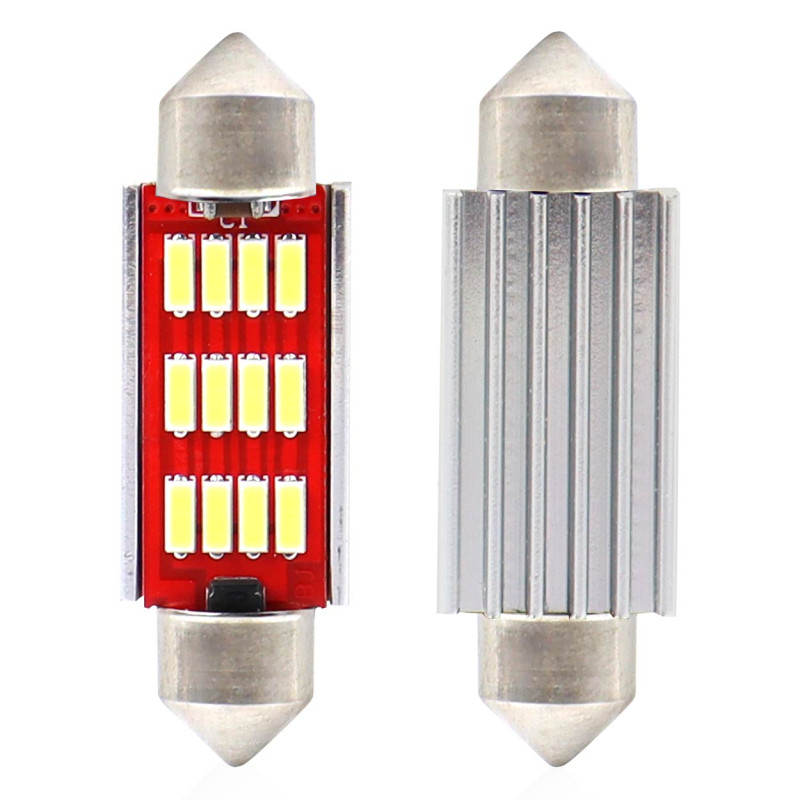 LED-lampor canbus 4014 12smd festoon c5w c10w c3w 41mm vit 12v 24v amio-01291