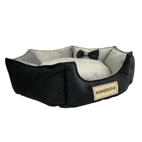 Hexagonal bädd i gråsvart sammet Prestige 50cm med avtagbar stoppning. | HandlaSmidigt.se