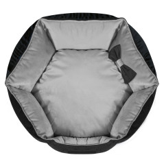 Hexagonal bädd i gråsvart sammet Prestige 50cm med avtagbar stoppning. | HandlaSmidigt.se