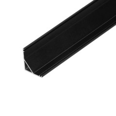 Aluminiumprofil för LED-band, 2000 x 15,8 x 15,8 mm, vinklad, svart.