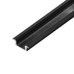 Aluminiumprofil för LED-band, 2000 x 24,5 x 6,85 mm, infälld i gipskartong, svart.