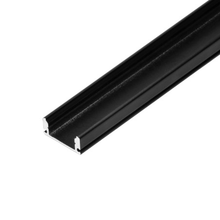 Aluminiumprofil för LED-band, 2000 x 17 x 7 mm, ytanmonterad, svart.