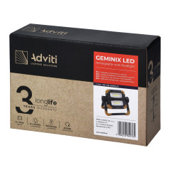 GEMINIX LED 2x10W, arbetsbelysning, portabel med batteri, 1200lm, IP44, 4000K, 5000mAh | HandlaSmidigt.se