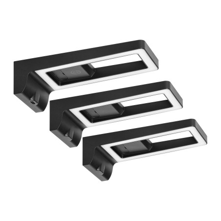 ARTUS set med 3 LED-underställslampor, 3x3W, 3x225lm, 4000K, med touchkontroll och USB, svart | HandlaSmidigt.se