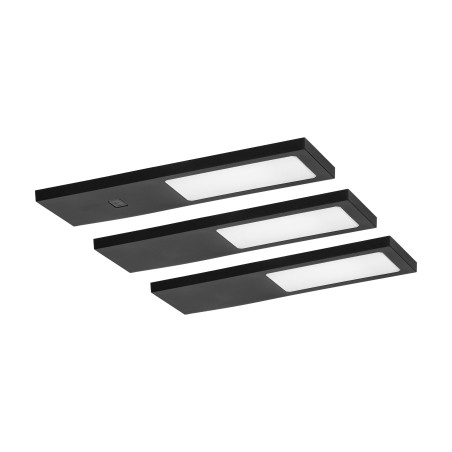 PLANA set med 3 LED-underställslampor, 3x4W, 3x240lm, 4000K, med beröringsfri strömbrytare, svart | HandlaSmidigt.se