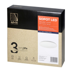 SOPOT LED 12W, takplafond med en mikrovågsrörelsesensor, 1190lm, IP20, 4000K, PVC-skärm. | HandlaSmidigt.se