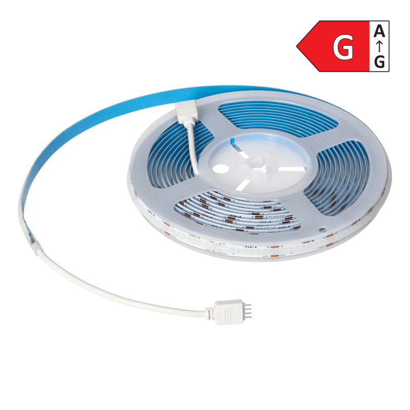 LED-remsa COB 12V, 840L/m, 422lm/m, 15W/m, IP20, RGB, 5m