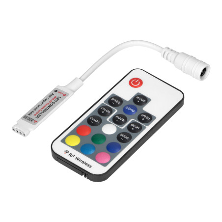 Trådlös RGB LED-stripkontroll med fjärrkontroll, 17 knappar, 12V, 6A, 72W.