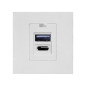 NÅGRA USB x2 - typ A+C, dubbel modulär port 45x45mm med USB-laddare, 2,1A 5VDC, vit