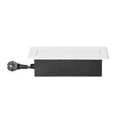 Möbeluttag infällt i bänkskivan med en platt fräst kant och en 1,5 m lång kabel, 3x2P+Z, vit | HandlaSmidigt.se