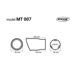 Avgasrörets ändmuff i rostfritt stål mt 007 krom amio-01307