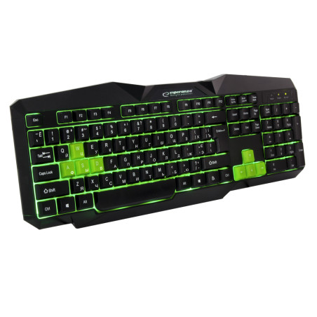 EGK201GUA Esperanza Gaming LED USB-kabelansluten tangentbord, grön | HandlaSmidigt.se