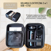 ADEG 2940 Elektrisk rakapparat 3 i 1 - usb + fodral