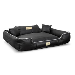Säng avtagbar halkfri ekoskinn 115x95cm svart KingDog | HandlaSmidigt.se