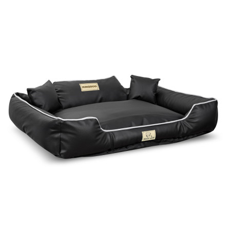 Säng avtagbar halkfri ekoskinn 115x95cm svart KingDog | HandlaSmidigt.se