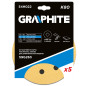 Slippapper med kardborre 180 mm, K80, 5 st, med 8 hål för slipmaskin 59G263