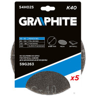 Slippapper för gips med kardborre 180 mm, K40, 5 st för slipmaskin 59G263