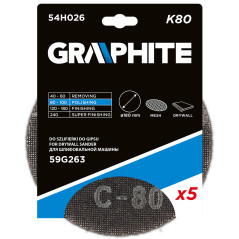 Slipnät för gips med kardborre 180 mm, K80, 5 st för slipmaskin 59G263. | HandlaSmidigt.se