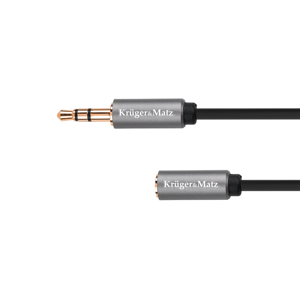 Kabel jack 3.5 wtyk stereo - 3.5 gniazdo stereo 1m  Kruger&Matz Basic