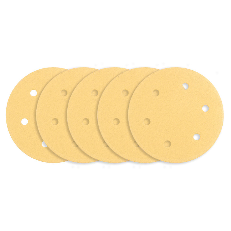 Slippapper med kardborre 225 mm, K120, 5 st, med 6 hål för slipmaskin 59G264, 59G265.