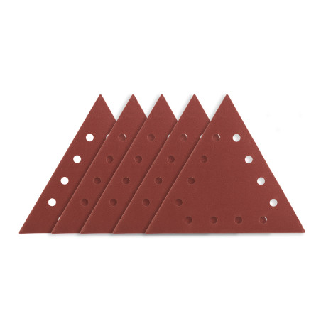 Slipande papper på kardborre K180, triangulärt med 12 hål, 5 stycken till slipmaskin 59G264.