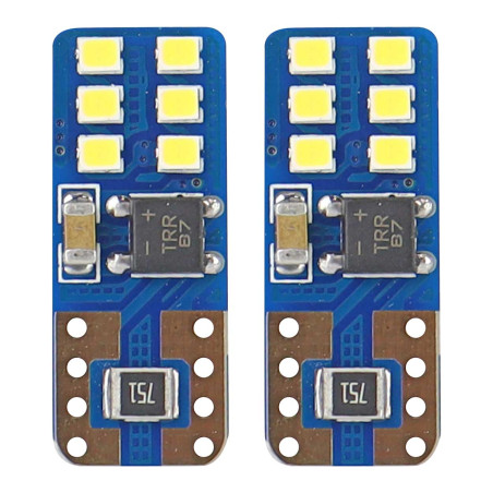 LED-lampor canbus 12smd ultrabright 2016 t10e w5w vit 12v 24v amio-01638
