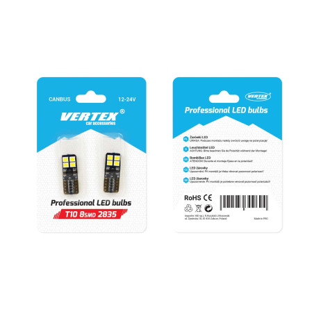 LED-lampor canbus 8smd 2835 t10e w5w vit 12v 24v amio-01635