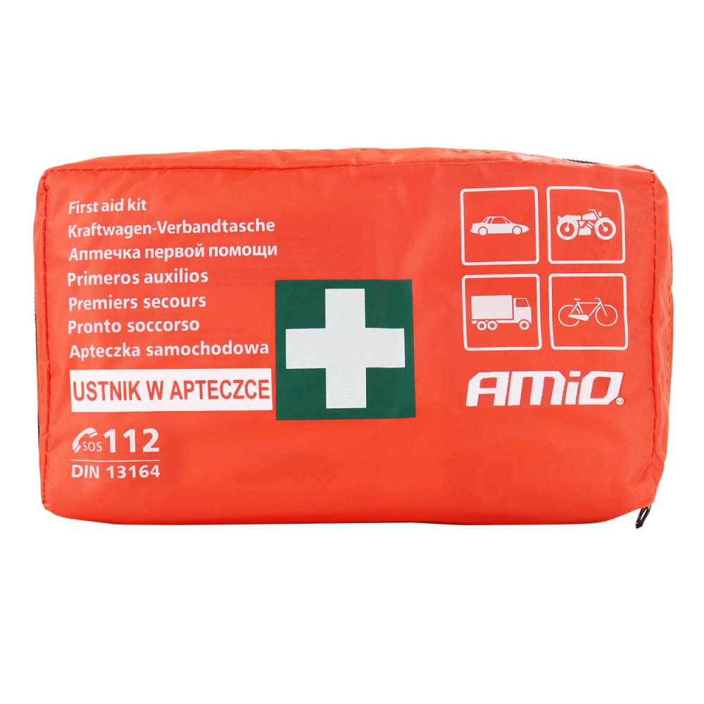 Apteczka samochodowa pierwszej pomocy z ustnikiem din 13164 amio-01691