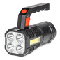 Ficklampa med uppladdningsbart batteri 4 led + cob 1200mah amio-03273