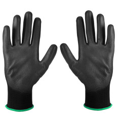 Trädgårdshandskar täckta med PU, storlek 11.