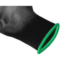 Trädgårdshandskar täckta med PU, storlek 11.