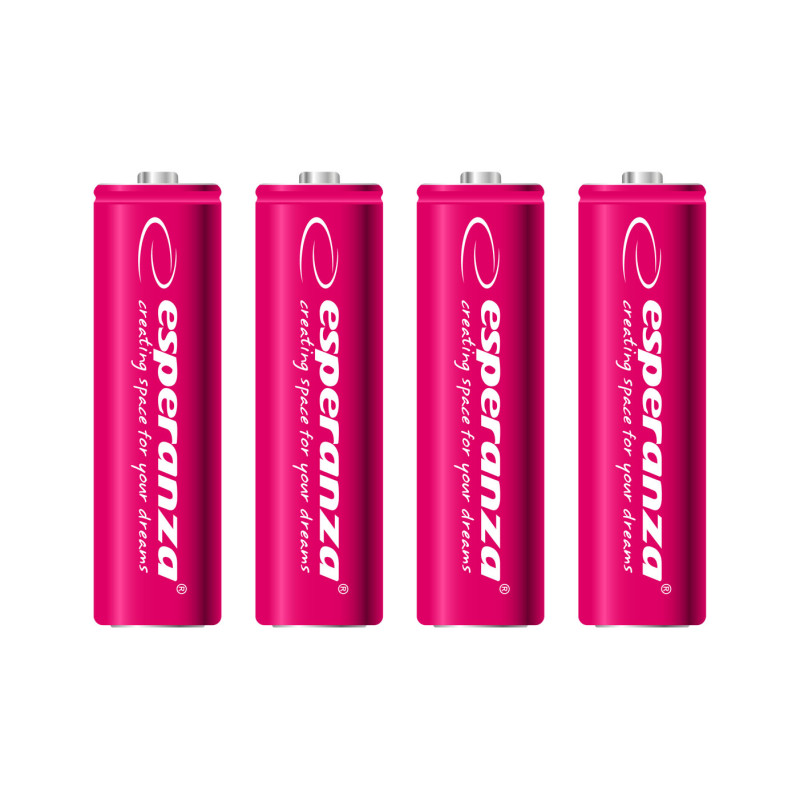 EZA104R Ni-Mh uppladdningsbara batterier AA 2000mAh 4-pack röda Esperanza