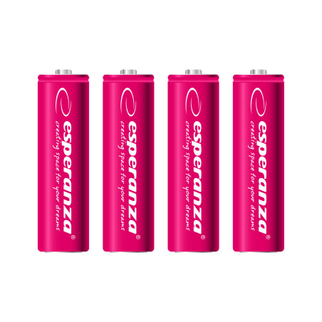 EZA104R Ni-Mh uppladdningsbara batterier AA 2000mAh 4-pack röda Esperanza