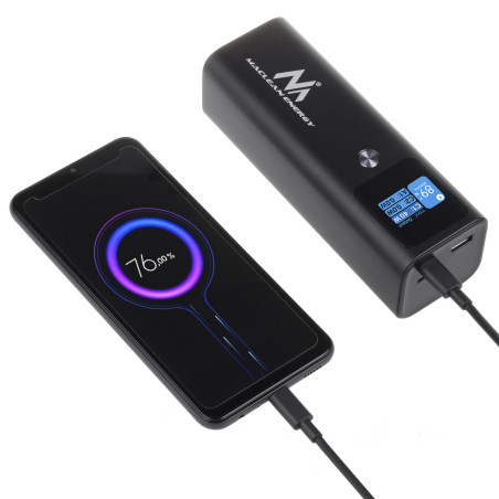 Mobilbatteri Power Bank Maclean, 24600mAh, Power Delivery (PD) 140W, Snabbladdning, 88,56Wh, 2x Typ-C, USB, MCE335