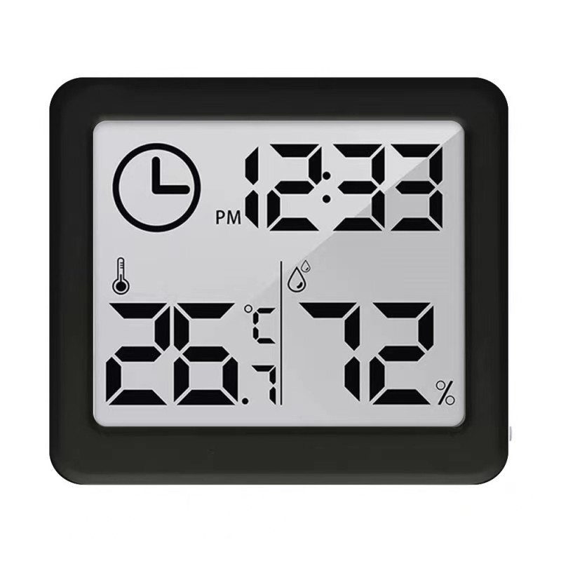 Termometer/fuktighetsmätare med klockfunktion, GreenBlue, svart, GB384B
